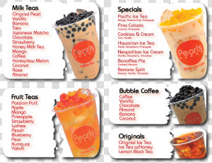 Transparent Bubble Tea Png   Menu For Milk Tea  Png Download