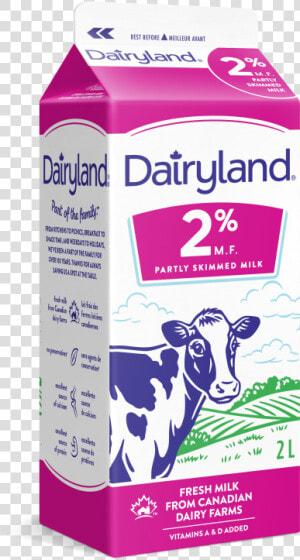 Dairyland 2  Partly Skimmed Milk 2 Litre Carton   1 Litre Milk Carton  HD Png Download