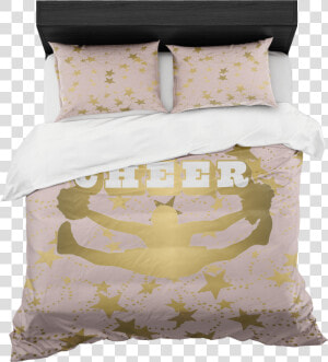 Cheer Silhouette With Stars In Gold And Pale Pink Duvet  HD Png Download