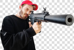 Pewdiepie Png Image Transparent   Pewdiepie Holding A Gun  Png Download