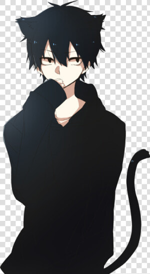  anime  boy  cute  nekoboy  neko   Cute Anime Boy With Black Hair  HD Png Download