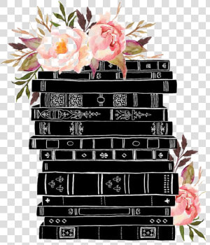 Decoration Books Illustration Watercolor Book Black   Watercolor Books And Flowers  HD Png Download