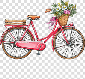 Bicycle Romantic Vintage Painting Watercolor Clothing   Bicycle Watercolor Png  Transparent Png