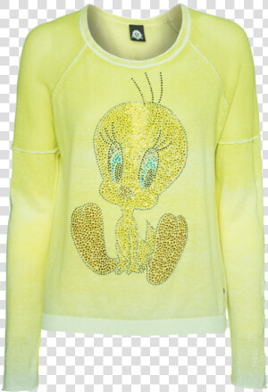 Fashion Frogbox Tweety Sparkle Yellow Fine Knit Sweater   Long sleeved T shirt  HD Png Download