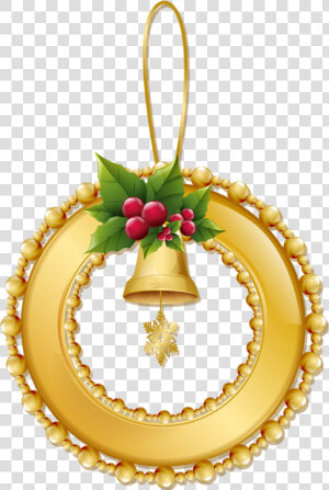 Christmas Gold Wreath With Bell Png Ornament   Christmas Gold Wreath Png  Transparent Png