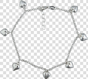 Pulsera De Plata Con Corazones  HD Png Download