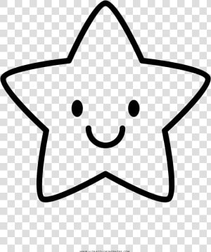 Estrella Página Para Colorear   Smiling Star Clipart Black And White  HD Png Download