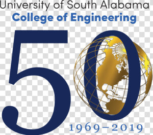 Usa College Of Engineering 50th Anniversary Logo   University Of South Alabama Logo College Of Engineering  HD Png Download