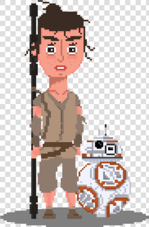 Rey And Bb8   Cartoon  HD Png Download