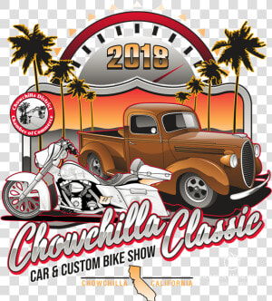 Classic Clipart Car Show   Vintage Bike And Car Art  HD Png Download