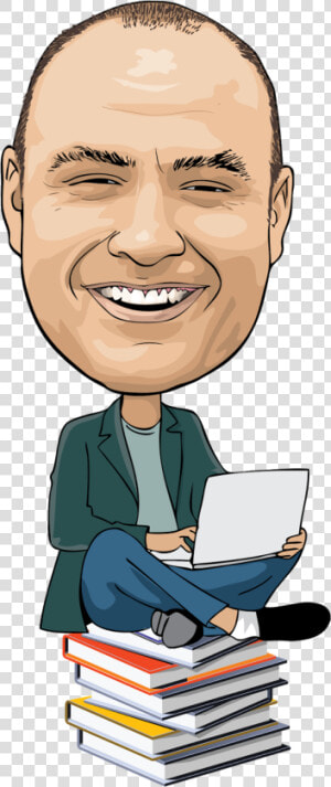 Man With Book Caricature  Man With Laptop Caricature    Happy Birthday Mr Writers  HD Png Download