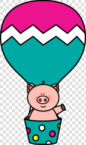 Pig In A Hot Air Balloon Clip Art   Cute Clip Art Hot Air Balloon  HD Png Download