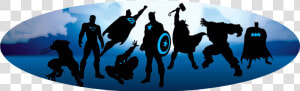 Marvel Super Hero Squad Online Superman Batman Captain   Superhero Silhouettes Banner  HD Png Download