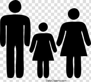 Parents With Daughter Family Black Icon   Man Woman Icon Red  HD Png Download