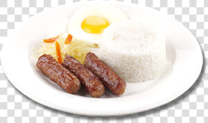 Longganisa  Rice And Sunny Side Up Egg   Steamed Rice  HD Png Download