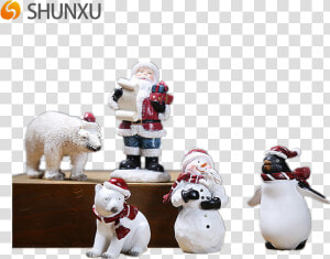 Regalo De Navidad Blanco Set Figurita Perro Oso Pingüino   Santa Claus  HD Png Download