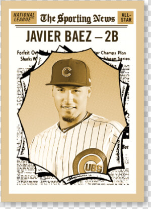 Javier Baez 2019 Heritage Baseball Base Poster Gold   2019 Topps Heritage The Sporting News  HD Png Download