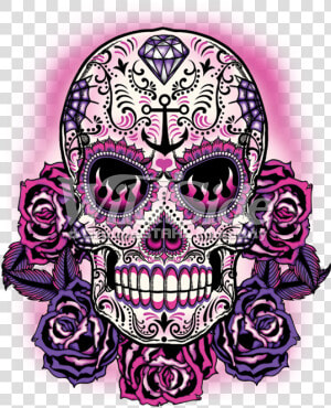 Sugar Skull Png   Pink And Purple Sugar Skull  Transparent Png