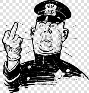 Cop With Middle Finger   Big Black Middle Finger  HD Png Download