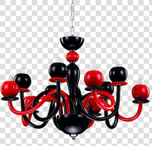 Charming Red And Black Chandelier With 10 Lights   Red And Black Chandelier  HD Png Download