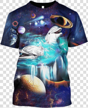 3d White Dolphin And Universe Full Print T Shirt   Dolphin Grip Tape  HD Png Download