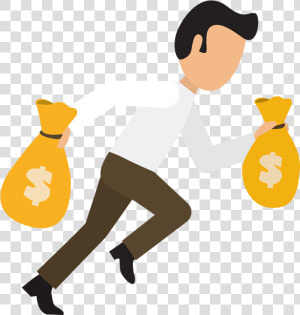 Cartoon Business Man Run With Money Bags 1designshop   Man With Money Bag Png  Transparent Png