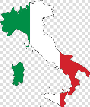 Italian Flag Map   Flag Italy Map Outline  HD Png Download