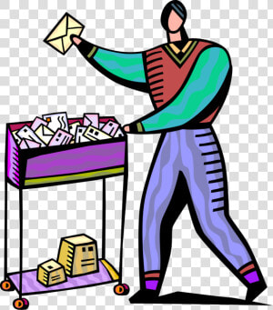 Vector Illustration Of Mailroom Office Worker Delivers   Mailroom Clipart  HD Png Download