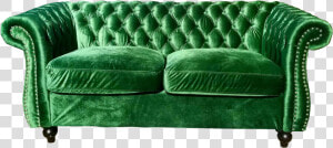 Emerald Green Velvet Sofa   Studio Couch  HD Png Download