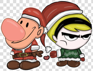 Mandy And Billy Wearing Santa Caps ysk511   Cartoon  HD Png Download