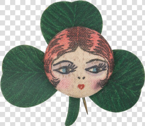 Flapper Face On Clover Art Button Museum   Illustration  HD Png Download