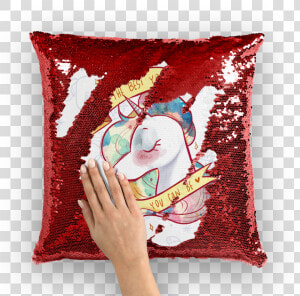 Watercolor Unicorn With Pattern ﻿sequin Cushion Cover   Cushion  HD Png Download