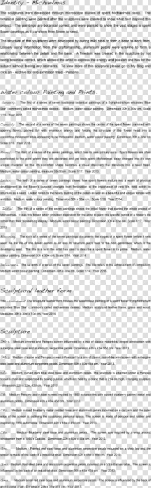 Michaelmas the Sculptures Were Developed Through Microscope   Autobiographical Statement  HD Png Download