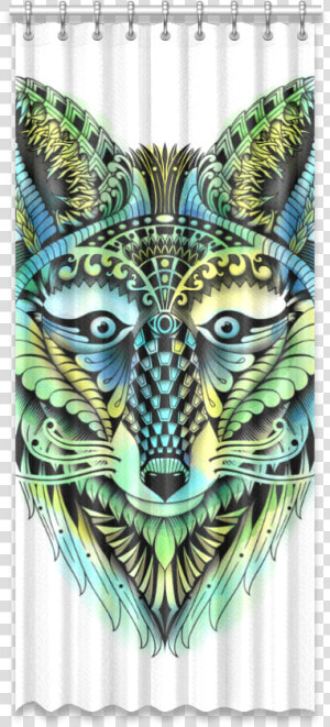 Water Color Ornate Foxy Wolf Head Ornate Drawing Window   Tiger  HD Png Download