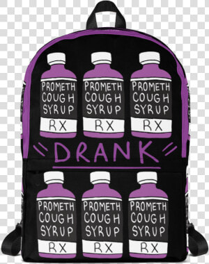 Purple Drank   Black Grid Backpack  HD Png Download