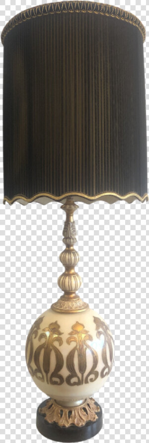 Hollywood Regency Style Large Gold Gilded Lamp And   Lampshade  HD Png Download