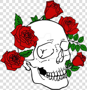 Flowers Png Skull Rose   Skull With Roses Png  Transparent Png