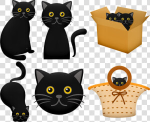 Halloween Black Cat  Cat In Box  Black Cat   Black Cat In Box Clipart  HD Png Download