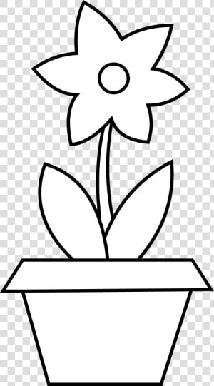 Flower Pot Outline   Flower With Top Outline  HD Png Download