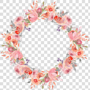  ftestickers  watercolor  flowers  frame  borders  pink   Pink Flower Wreath Png  Transparent Png