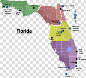 Florida Regions Map With Cities Large Map   Metropcs Florida Coverage Map  HD Png Download