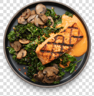 Romesco Salmon   Agedashi Tofu  HD Png Download