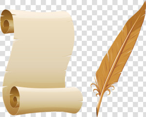 Scrolled Paper And Quill   Old Paper  HD Png Download