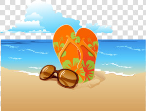 Sandal Sunglasses Flip flops Slipper Vector Beach Clipart   Flip Flops On The Beach Clipart  HD Png Download