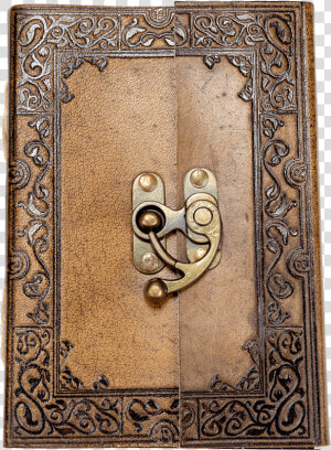 Ornate Border Leather Journal With Clasp   Motif  HD Png Download