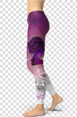 Girl Silhouette Lotus Flower Leggings Ombre Yoga Gym   Sportswear  HD Png Download