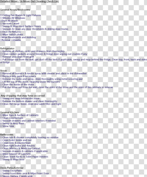 Detailed Move   In Move Out Cleaning Check List   Vacuum Cleaner  HD Png Download