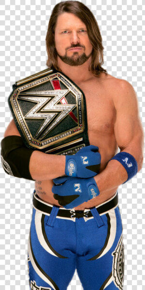  ajstyles  wwe  styles  aj  champion  wrestling  wrestler   Aj Styles With Wwe Title  HD Png Download