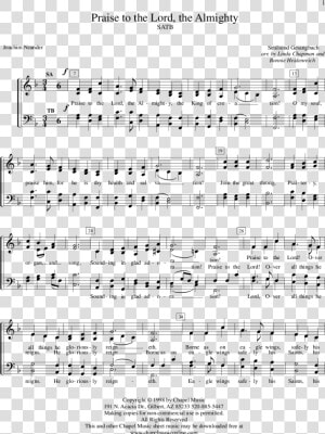 Transparent Praise And Worship Png   Acapella Praise To The Lord Sheet Music  Png Download