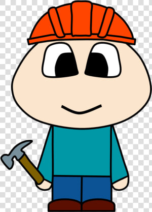 Construction Worker  Helmet  Hammer  Big Eyes  Cartoon   Cartoon Person With Stitches  HD Png Download